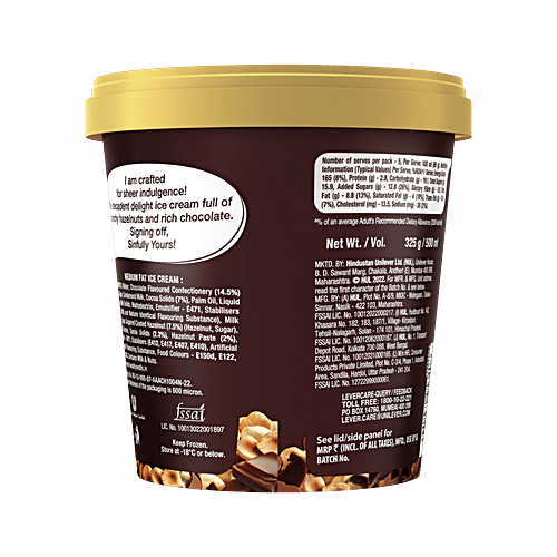 Kwality Wall's Hazelnut Chocolate Ice Cream, 500 ml Tub 
