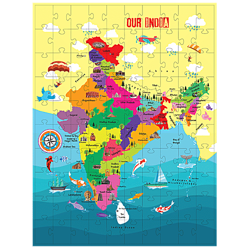 Sterling Puzzle Game - Map Of India, Suitable For Ages 4 Years & Above, 100 pcs (Pack of 1) 