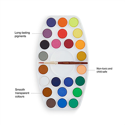 Camel Water Colour Cakes - 24 Shades, With Paint Brush, 1 pc  Premium Quality
 24 Unique Shades