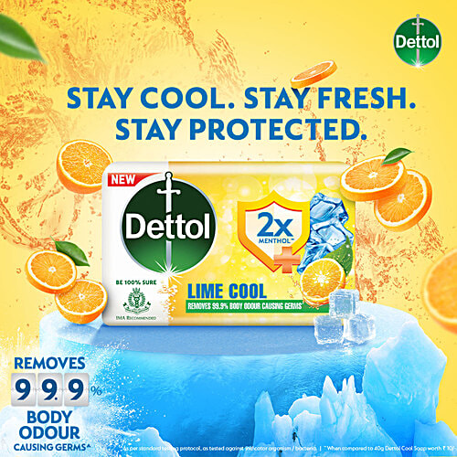 Buy Dettol Lime Cool Bathing Soap Bar With 2X Menthol & LongLasting