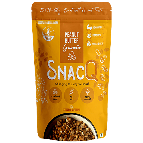 Buy SnacQ Peanut Butter Granola High Protein & Fibre, Omega 3 Rich