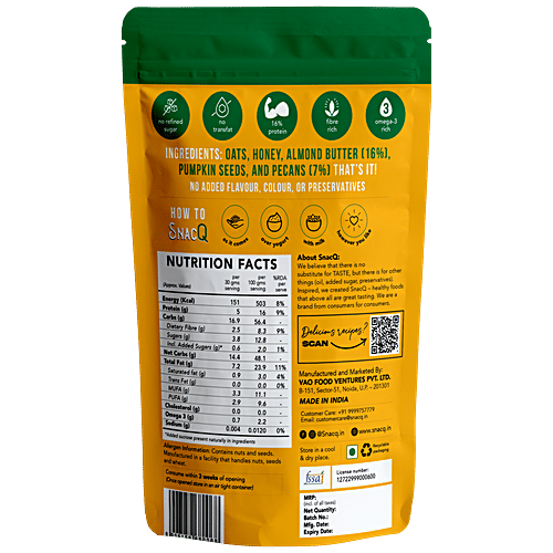Buy SnacQ Almond Butter With Pecans Granola High Protein & Fibre