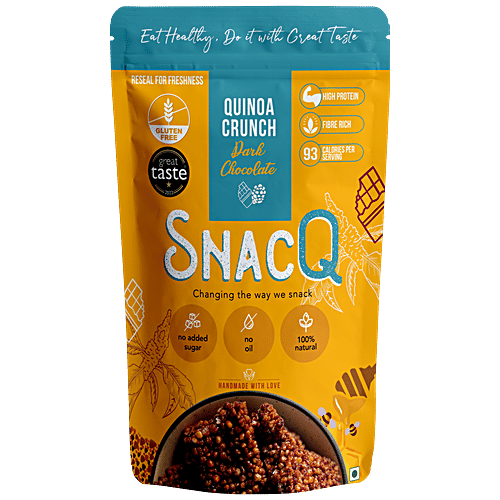 SnacQ Quinoa Crunch Dark Chocolate - Natural, High Protein & Fibre, No Added Sugar & Oil, Gluten Free, 150 g  