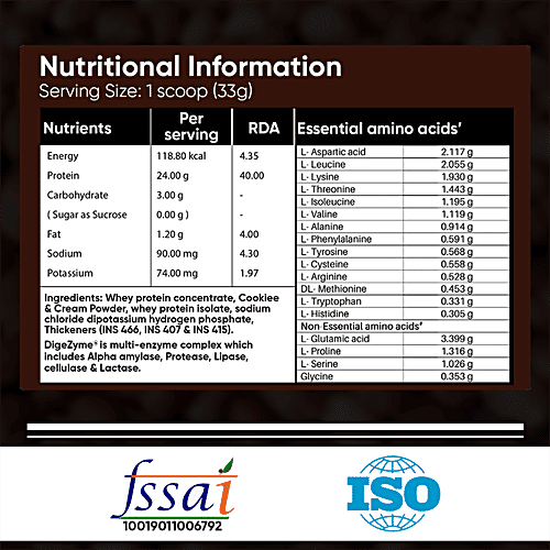 Fitspire Gold Advanced Isolate Whey - Cookie & Cream Flavour, Easy To Digest, 1 kg  