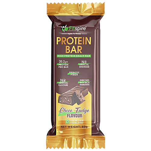 Fitspire Protein Snack Bar - Choco Fudge Flavour, High Protein, 60 g  