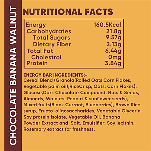 Buy Fitspire Fit Bar Nutritional Energy Bar Chocolate, Banana, Walnut, No Added Sugar, Vegan