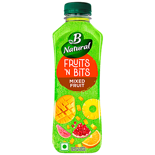 B Natural Fruits N Bits Mixed Fruit Juice - Infused With Real Fruit Bits, Indian Fruit, 300 ml  
