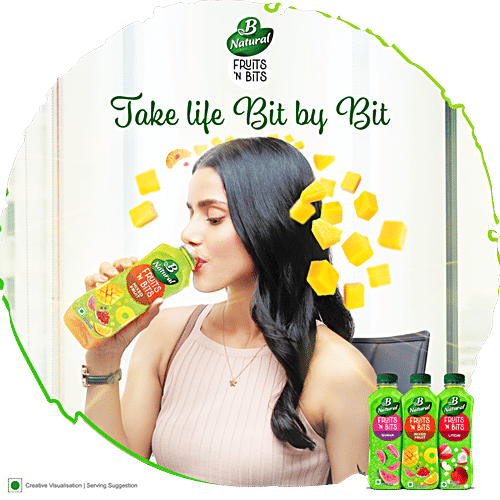B Natural Fruits N Bits Mixed Fruit Juice - Infused With Real Fruit Bits, Indian Fruit, 300 ml  