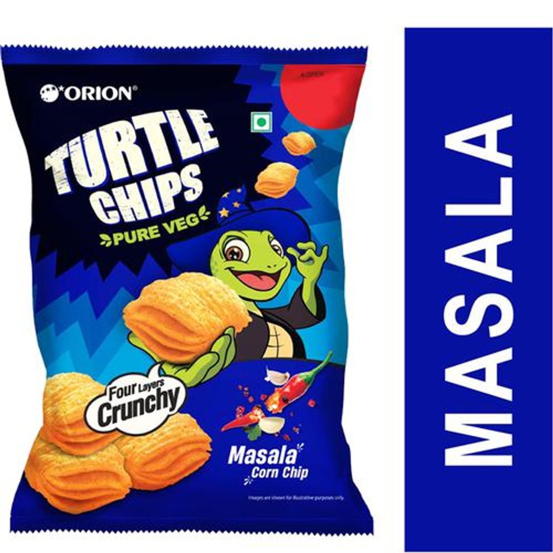 Orion Turtle Chips Masala Corn Chip - 100% Veg Party Snack, Four Layer Crunchy, 115 g 