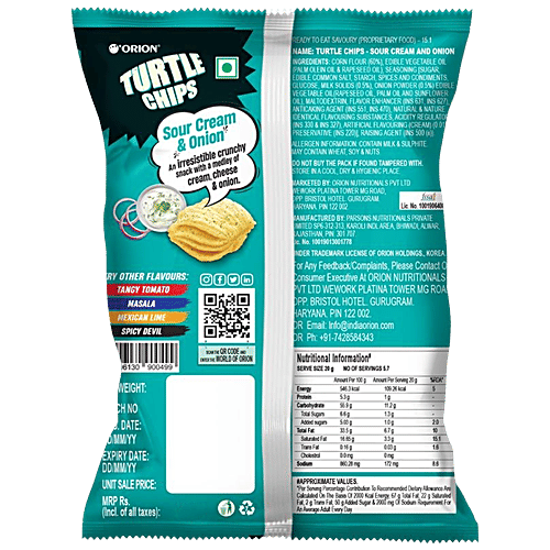 Buy Orion Turtle Chips Sour Cream & Onion Corn Chip 100 Veg Party Snack, Four Layer Crunchy