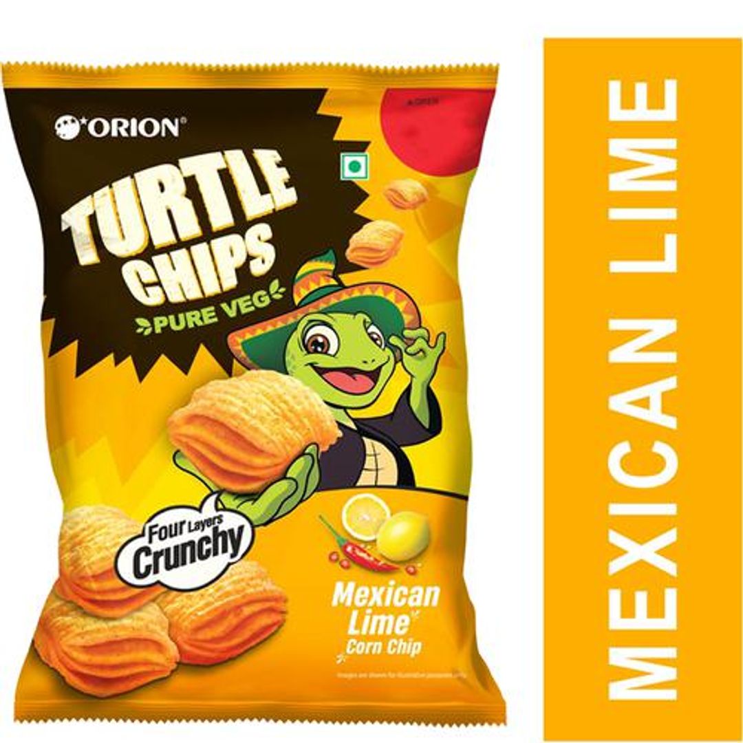 Orion Turtle Chips Mexican Lime Corn Chip - 100% Veg Party Snack, Four Layer Crunchy, 115 g 