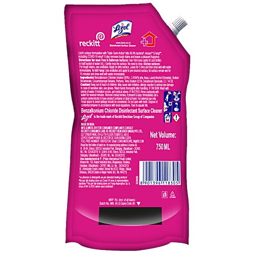 Lizol All-In-One Disinfectant Surface Cleaner - Kills 99.9% Germs, Floral, 750 ml  