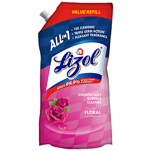 Lizol All-In-One Disinfectant Surface Cleaner - Kills 99.9% Germs, Floral, 750 ml  