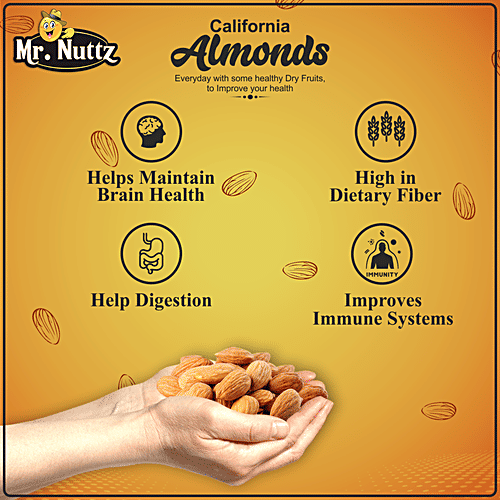 Mr.Nuttz Premium California Almonds - Rich In Fibre, Gluten Free, No Cholesterol, 500 g Pouch 