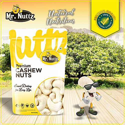 Mr.Nuttz Premium Cashews Nuts - Rich In Fibre, Gluten Free, No Cholesterol, 500 g Pouch 