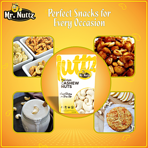 Mr.Nuttz Premium Cashews Nuts - Rich In Fibre, Gluten Free, No Cholesterol, 500 g Pouch 
