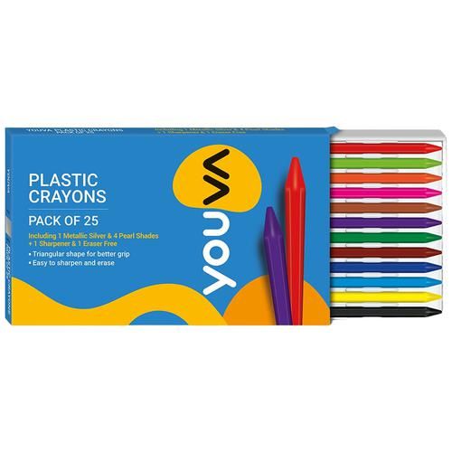 Navneet Youva Plastic Crayons - Safe For Children, 25 pcs  