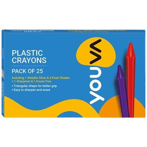 Navneet Youva Plastic Crayons - Safe For Children, 25 pcs  