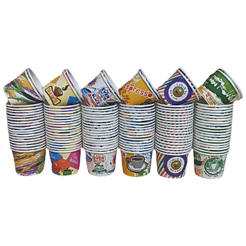 Buy Paricott Paper Cup Mix Design, Assorted Colour, Ecofriendly