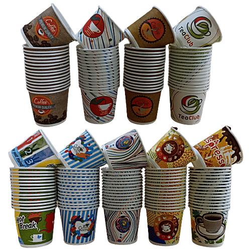 Buy Paricott Paper Cup Mix Design, Assorted Colour, Ecofriendly, Biodegradable & Disposable