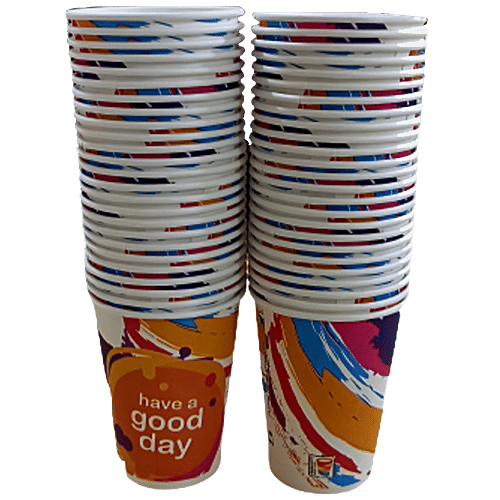 Buy Paricott Paper Cup Mix Design, Assorted Colour, Ecofriendly