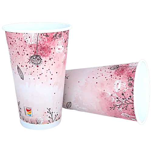 Paricott Paper Cup - Mix Design, Assorted Colour, Eco-friendly, Biodegradable & Disposable, 450 ml (Pack of 25) 