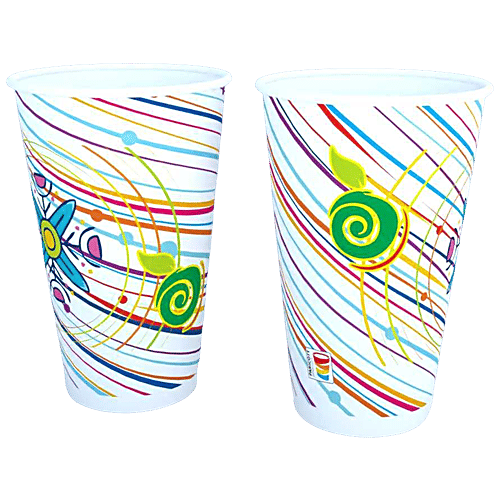 Paricott Paper Cup - Mix Design, Assorted Colour, Eco-friendly, Biodegradable & Disposable, 450 ml (Pack of 25) 