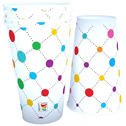 Paricott Paper Cup - Mix Design, Assorted Colour, Eco-friendly, Biodegradable & Disposable, 450 ml (Pack of 25) 