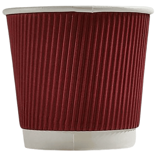 Paricott Paper Cup - Rippled, Maroon, Eco-friendly, Biodegradable & Disposable, 150 ml (Pack of 25) 
