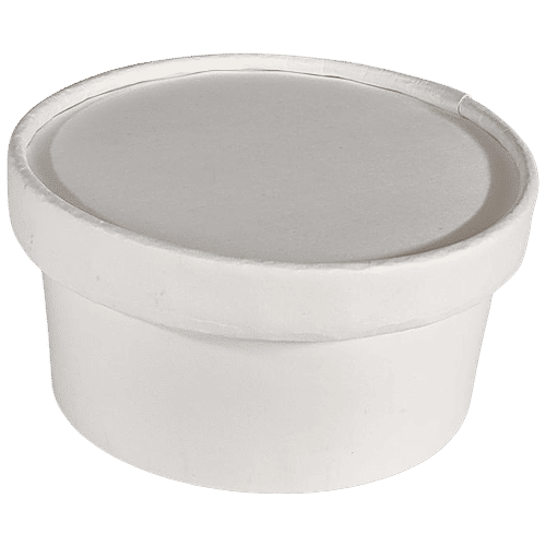 Paricott Paper Bowl - With Lid, Plain White, Eco-friendly, Biodegradable & Disposable, 300 ml (Pack of 10) 