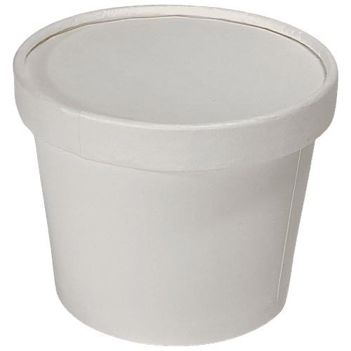 Buy Paricott Paper Bowl With Lid, Plain White, Ecofriendly