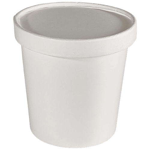 Paricott Paper Bowl - With Lid, Plain White, Eco-friendly, Biodegradable & Disposable, 650 ml (Pack of 10) 