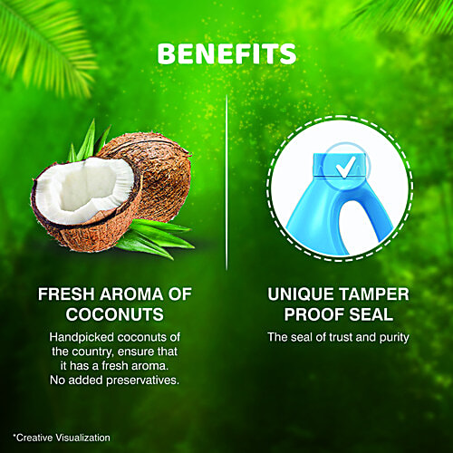 Bajaj 100% Pure Coconut Oil, 1 L  Edible Grade Coconut Oil, For Hair Care & Beauty, Cooking