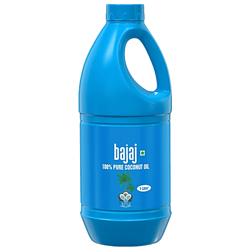 Bajaj 100% Pure Coconut Oil, 1 L  Edible Grade Coconut Oil, For Hair Care & Beauty, Cooking