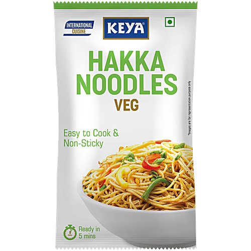 Keya Hakka Noodle Veg - Refined Wheat Flour, Easy To Cook & Non Sticky, Veg, 150 g Pouch 