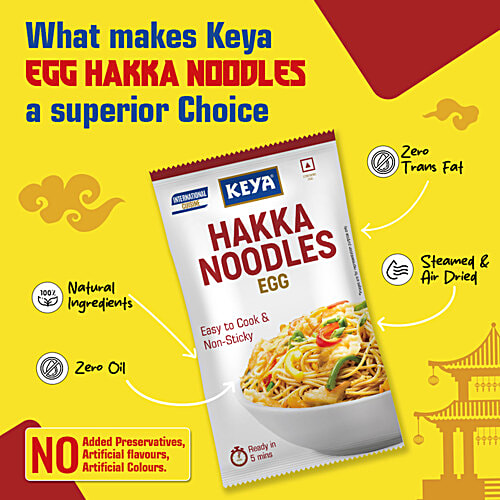 Keya Egg Hakka Noodle - Refined Wheat Flour, Easy To Cook & Non-Sticky, Contains Egg, 150 g