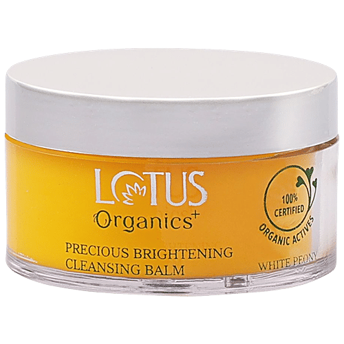 Lotus Organics+ Precious Brightening Cleansing Balm - White Peony, Removes Impurities & Dirt, 50 g  
