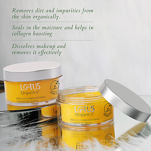 Lotus Organics+ Precious Brightening Cleansing Balm - White Peony, Removes Impurities & Dirt, 50 g  