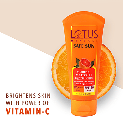 Lotus Herbals Safe Sun Vitamin C Matte Gel Daily Sunscreen - SPF 50, PA+++, Paraben Free, Normal To Oily Skin, 100 g  