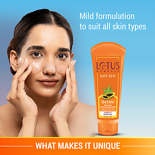 Buy Lotus Herbals Safe Sun Detan AfterSun Face Wash Gel Papaya