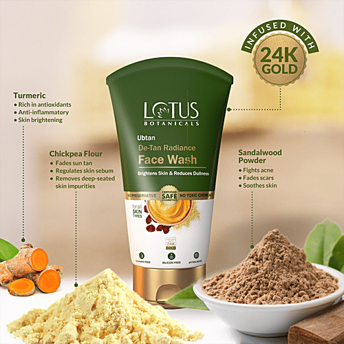 Buy Lotus Botanicals Ubtan DeTan Radiance Face Wash Infused With 24K