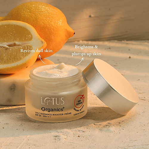 Lotus Organics+ Vit-C Radiance Booster Creme - Lemon Verbena, SPF 20, PA+++, Illuminates Skin, 50 g