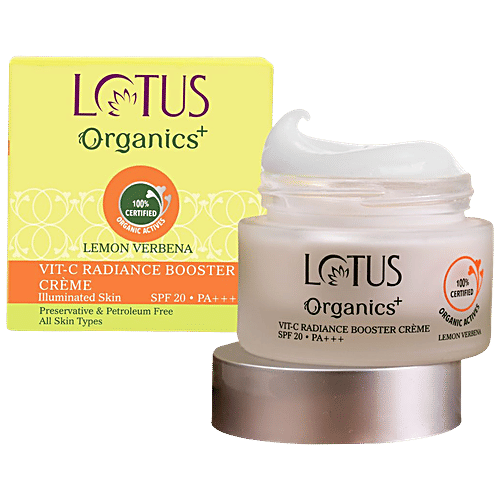 Lotus Organics+ Vit-C Radiance Booster Creme - Lemon Verbena, SPF 20, PA+++, Illuminates Skin, 50 g