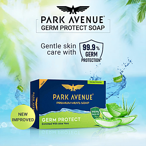 Park Avenue Germ Protect Premium Men’s Soap | Enriched with Aloe Vera, Gentle on skin | Kills 99.9% Germs, 125 g (Pack of 4) 