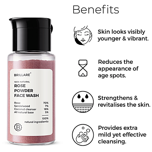 Buy Brillare Face Wash Rose Powder, For Well Hydrated, Younger