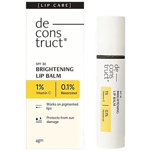 Deconstruct Brightening Lip Balm With SPF 30 - 1% Vitamin C + 0.1% Resorcinol, Protects From Sun Damage, 4 g
