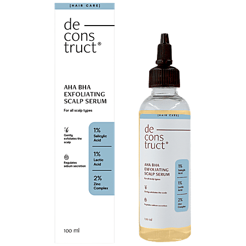Deconstruct AHA BHA Exfoliating Scalp Serum For Exfoliation & Regulates Sebum Secretion - 1% Salicylic Acid + 1% Lactic Acid + 2% Zinc Complex, 100 ml  