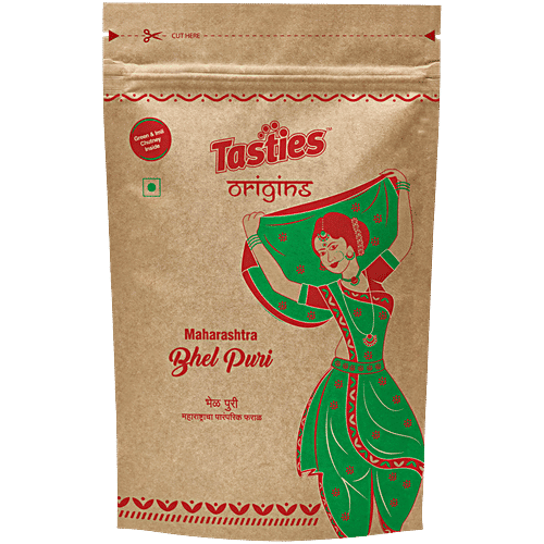 Tasties Origins Bhel Puri Mixture - With Imli & Green Chutney, Namkeen, 300 g Pouch