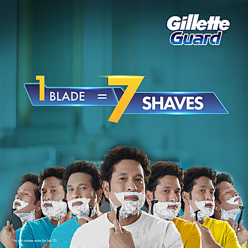Buy Gillette Guard Shaving Kit For Men, Razor, Cartridges, Cream