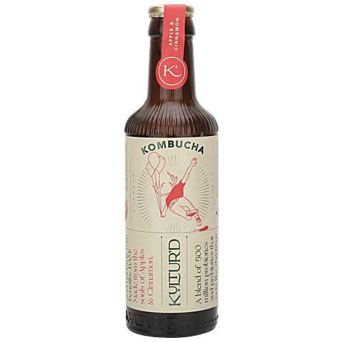 Kultur'd Kombucha Apple Cinnamon - Blend Of Prebiotics & Probiotics, 220 ml  Refreshing Fermented Drink
 Rich in Probiotics & Prebiotics